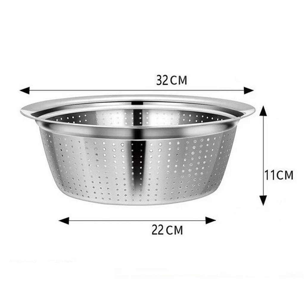 2x Metal Kitchen Strainer Colander Pasta Rice Sifter Salad Spinner Set 32cm