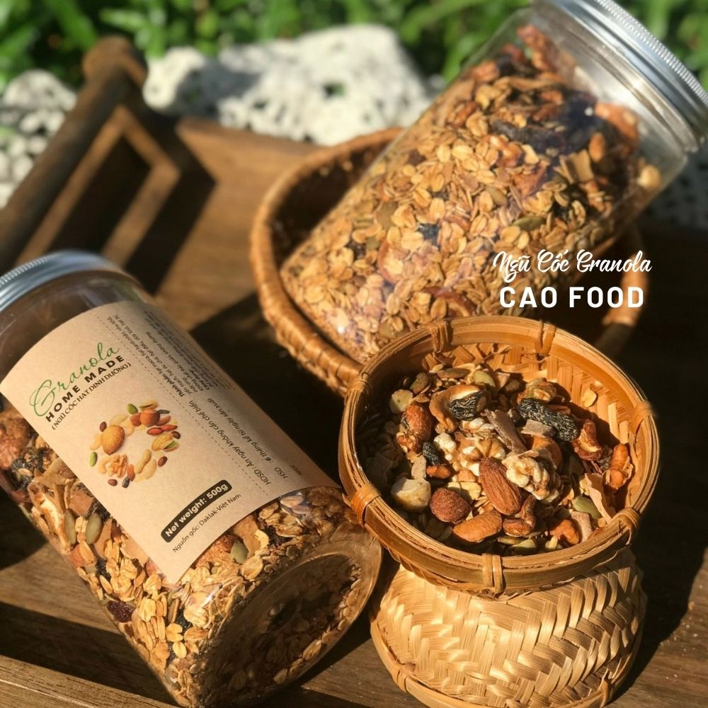 [500GR] Granola siêu hạt CAO FOOD - Ngũ cốc hạt nướng mật ong dinh dưỡng, healthy, keto, ăn kiêng, ăn chay,...