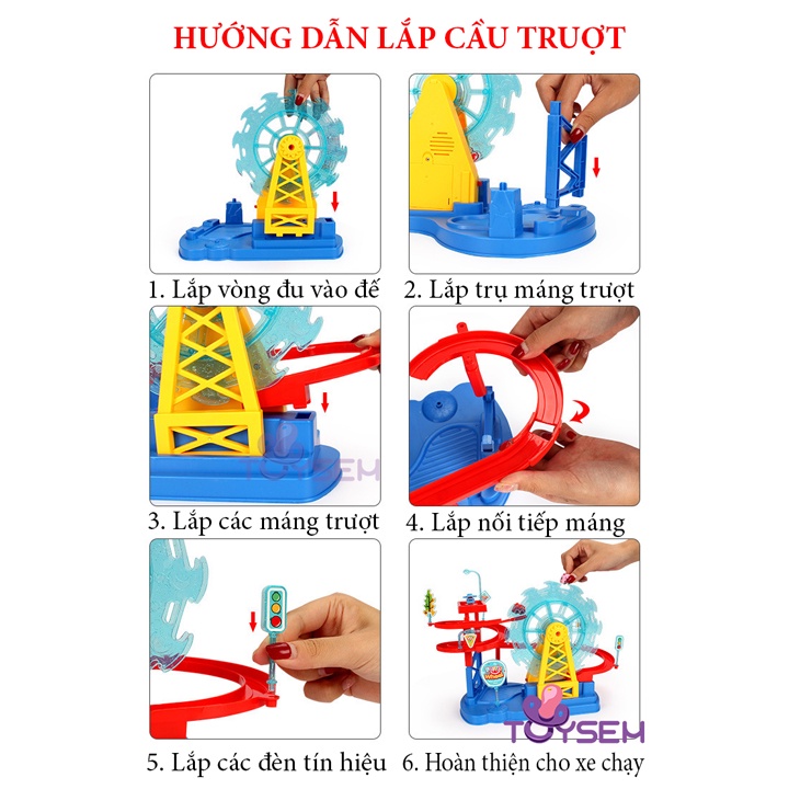 Đồ Chơi Xe Leo Trượt Máng Siêu Tốc Có Đèn Led Và Nhạc