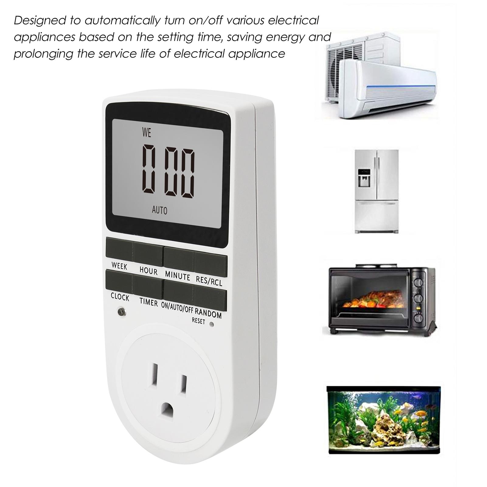 Digital Timer Switch Socket Digital Electronic Timer Switch LCD Display Plug-in Programmable Time Switch Energy Saving Intelligent Electronic Timing Socket