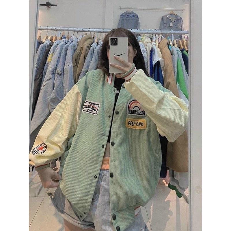 Áo Khoác Bomber Logo Áo Khoác Chất Nhung Dày Dặn Form Rộng Unisex Nam Nữ Mặc Thoải Mái
