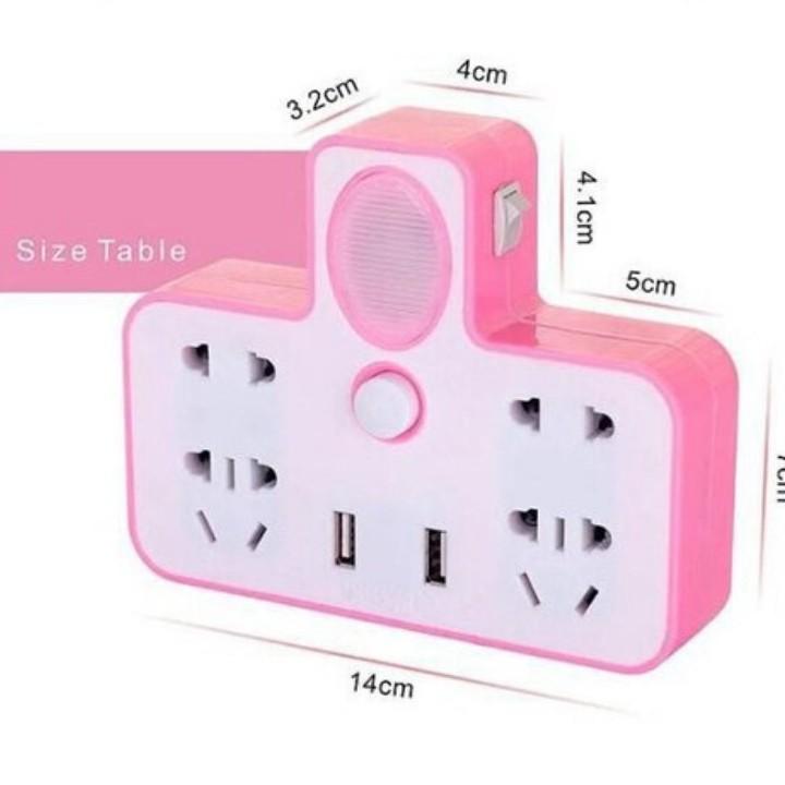 Ô Cắm Điện Hình Chữ T Tích Hợp Đèn Ngủ - Có Cổng USB Sạc Điện Thoại - Hàng Cao Cấp