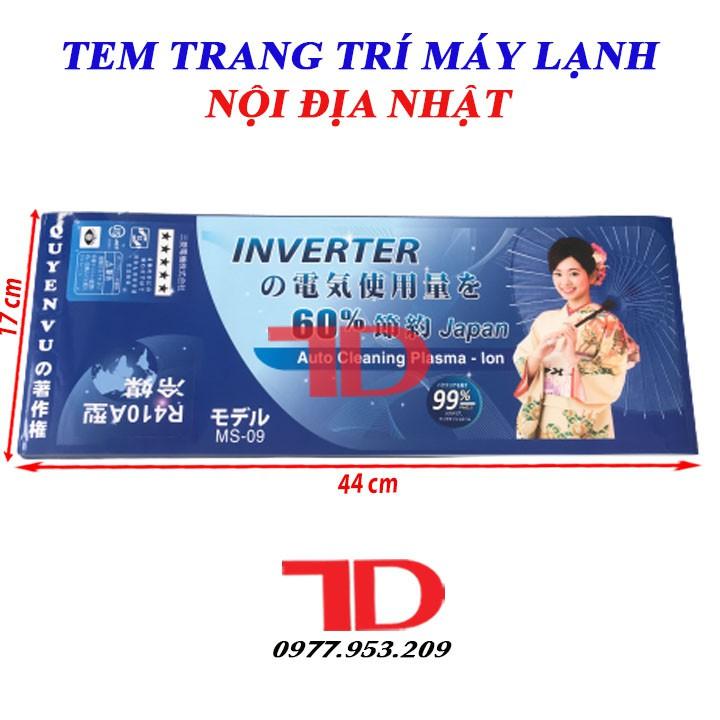 Tem dán trang trí Máy Lạnh nội địa Nhật màu xanh đậm và xanh lá cây Điện Lạnh Thuận Dung