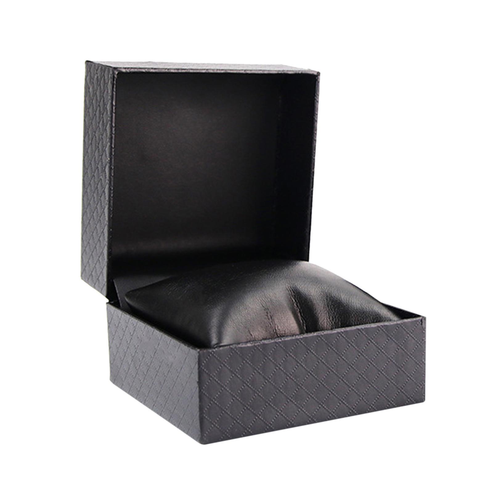 PU Leather Watch Case Display Holder Organizer Black Jewelry Box Gift Sturdy