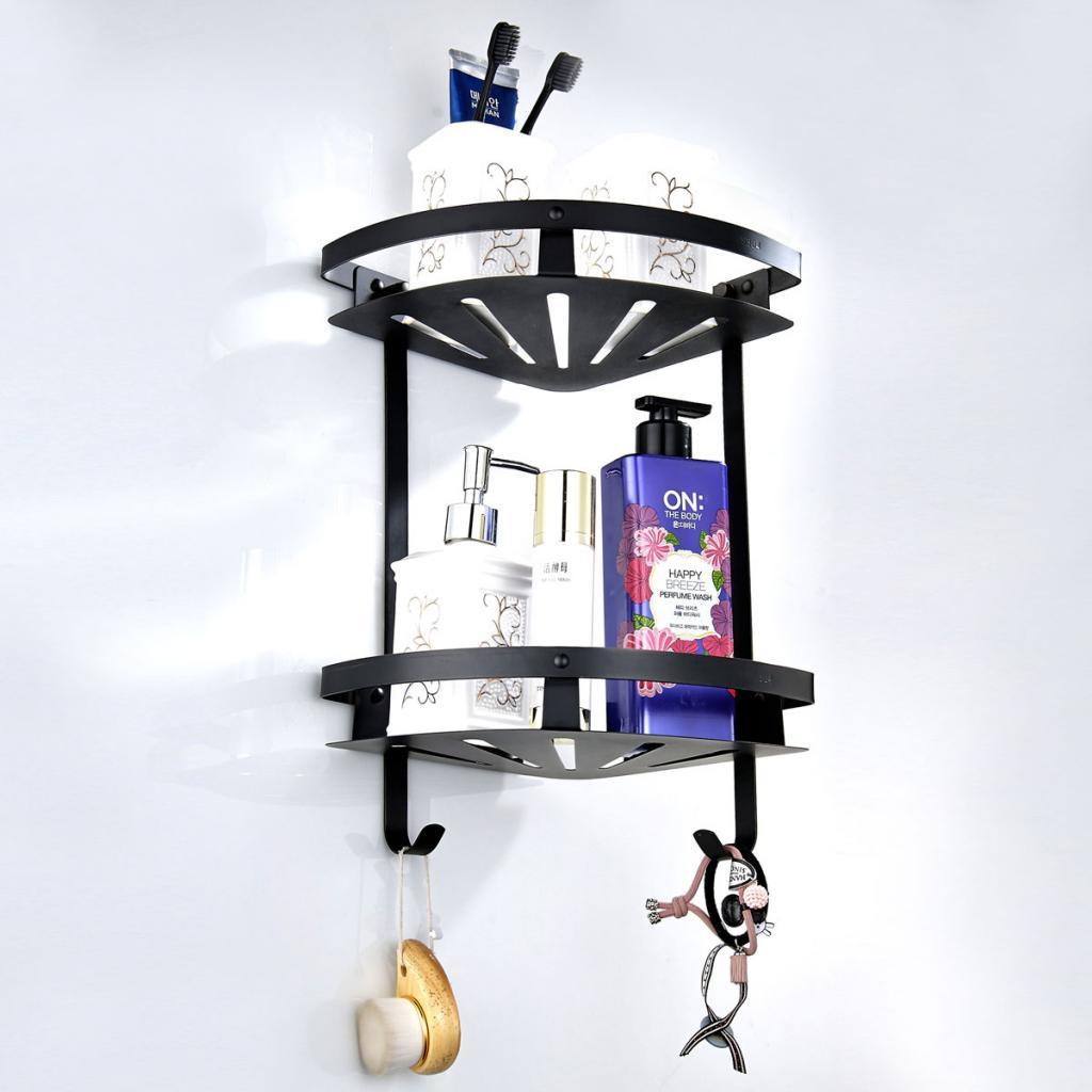 Two Tier Shower Caddy Shelf Bathroom Wall Rack Storage Organizer Holder