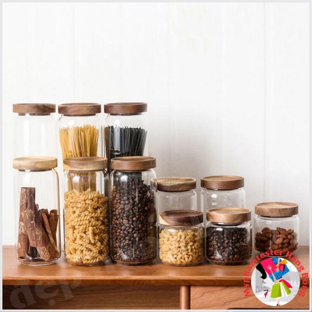 Lọ thủy tinh nắp gỗ tre sang chảnh