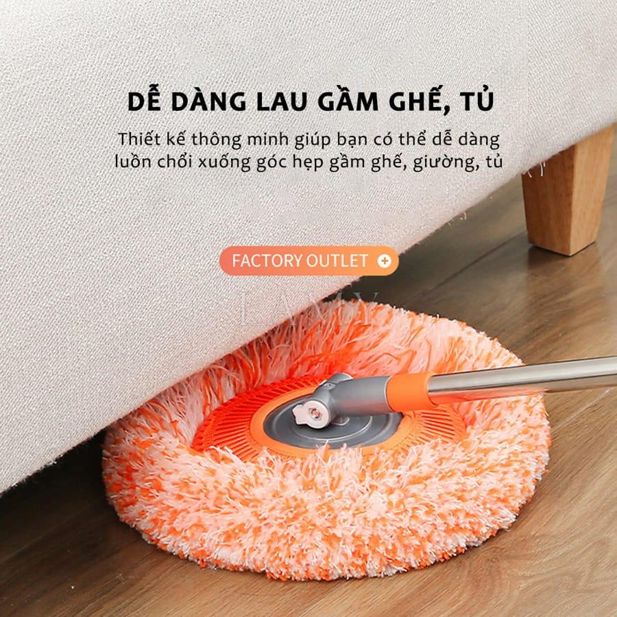 Cây lau trần nhà gấp gọn, bộ lau nhà hình hoa hướng dương cán dài inox xoay gập 180 độ lau nhà cực tiện