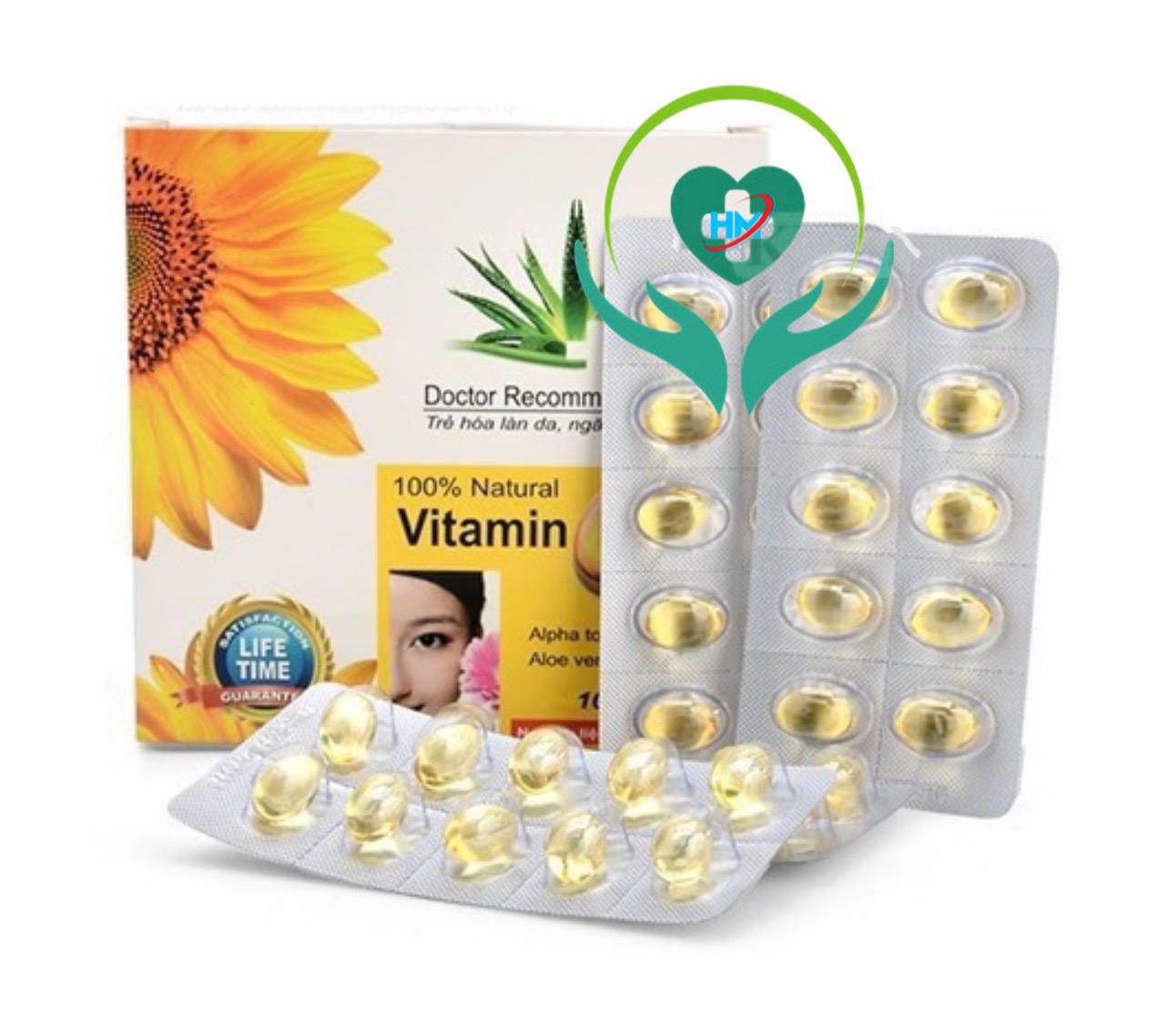 VITAMIN E NHA ĐAM 400IU - Hộp 100 viên nang mềm -Tinh dầu lô hội làm đẹp da, chống lão hóa, ngừa nếp nhăn, Vinaphar