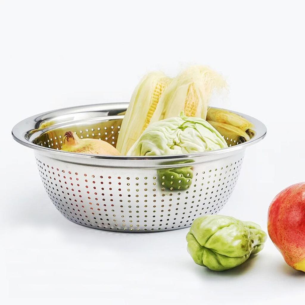 2x Metal Kitchen Strainer Colander Pasta Rice Sifter Salad Spinner Set 32cm