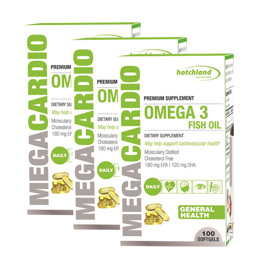 Combo 3 Thực phẩm chức năng dầu cá omega-3 không cholesterol Mega Cardio