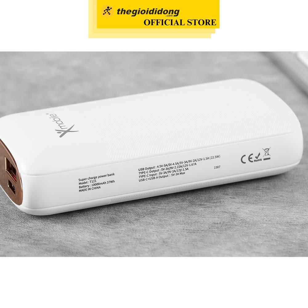 Pin sạc dự phòng 10000mAh Type C PD QC3.0 22.5W Xmobile T121 - Hàng chính hãng