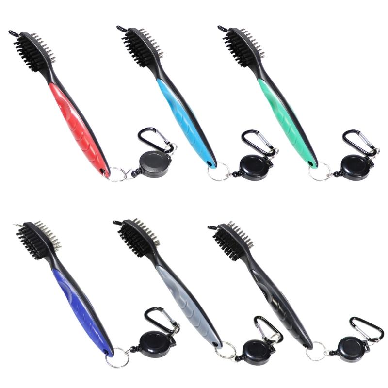Bàn chải làm sạch câu lạc bộ hai mặt có thể thu vào Golf Club Groove Cleaner for Golf Color: Black