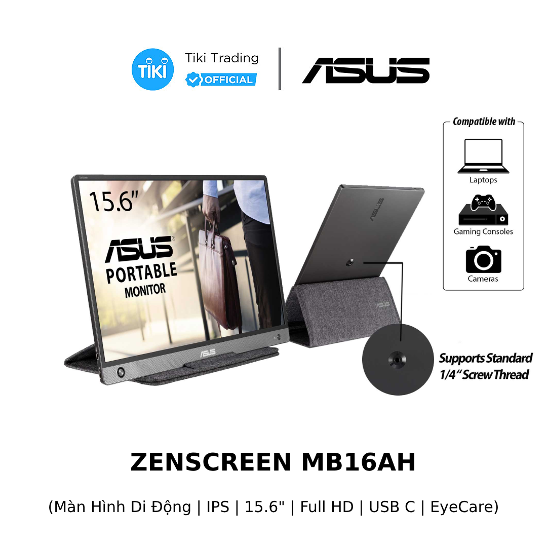 Màn hình ASUS ZenScreen MB16AH (16 inch/ IPS/ Full HD/ USB Type-C/ Micro-HDMI) - Hàng Chính Hãng