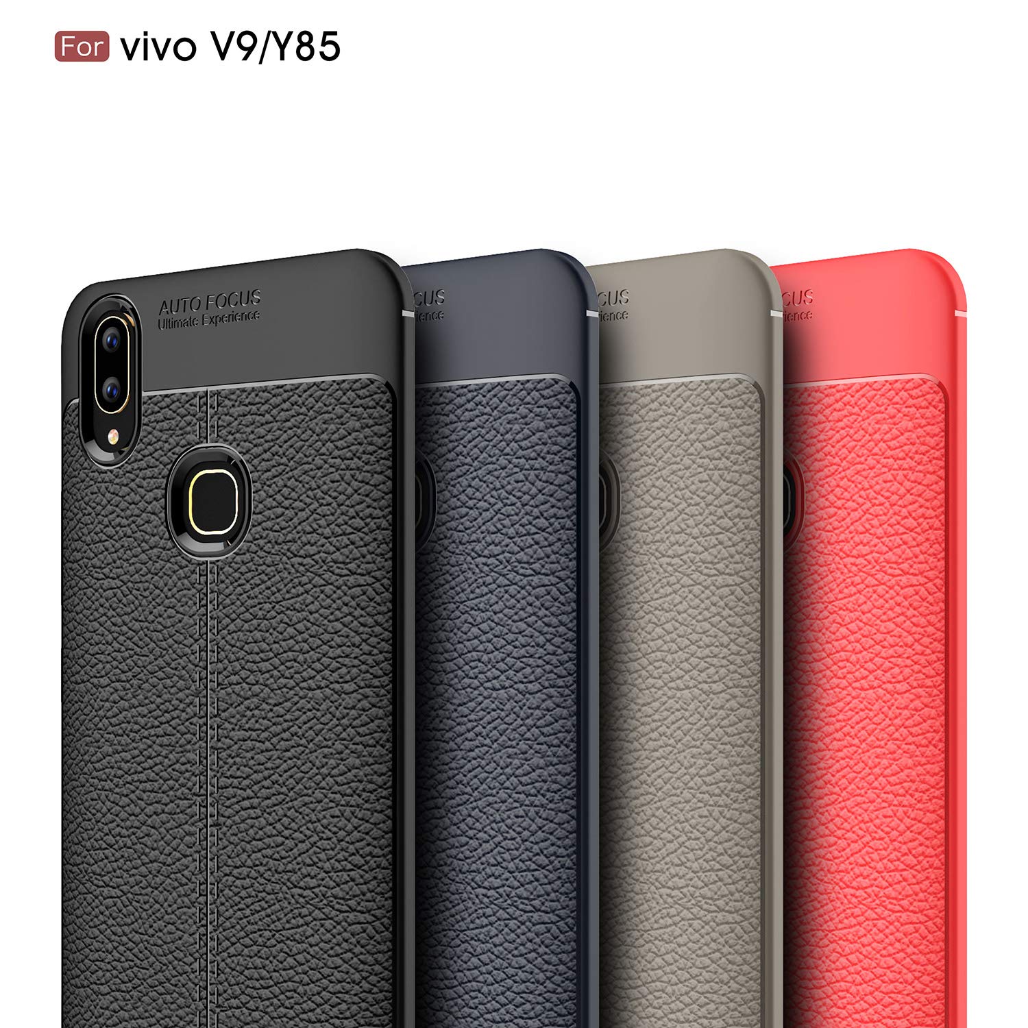 Ốp lưng Silicon Auto Focus giả da, chống sốc dành cho Vivo V9 - Hàng Chính Hãng