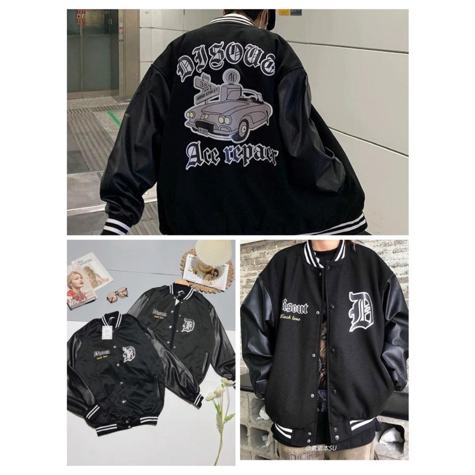 Áo Bomber DISOUT Unisex Tay Phối Da Hình In Oto Dáng Thụng So Hot