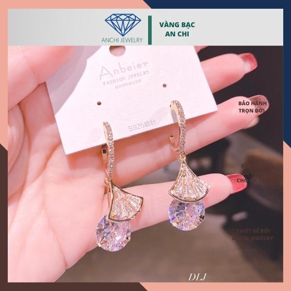Bông tai công chúa sang chảnh chất liệu bạc ta sáng đẹp không đen xỉn,An chi Jewelry