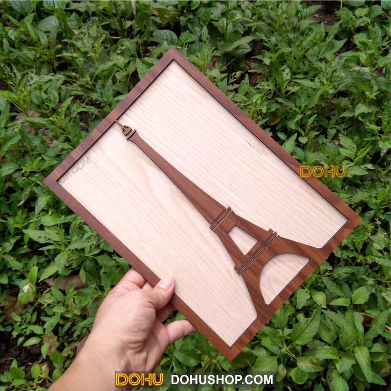 Tranh Treo Tường Bằng Gỗ Handmade DOHU018: Tháp Eiffel - Thiết Kế Đơn Giản, Độc Đáo, Sang Trọng