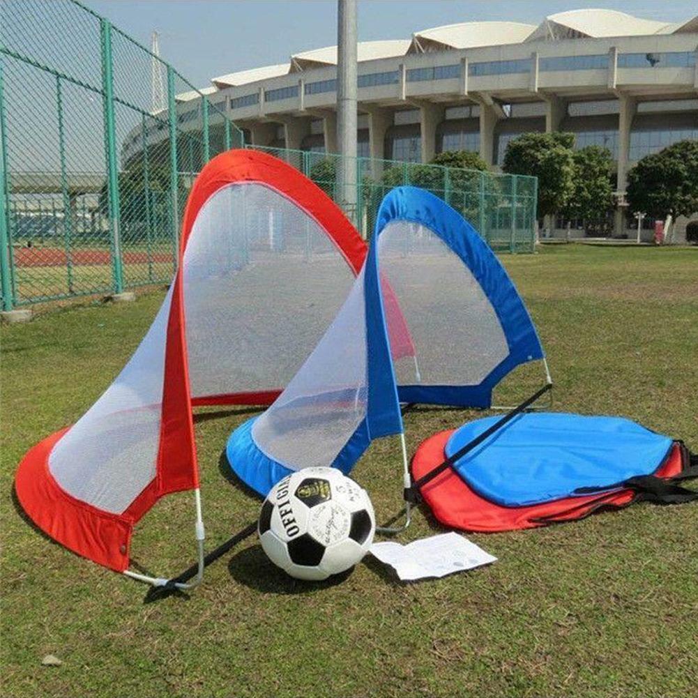 Miễn phí vận chuyển di động gấp bóng đá mục tiêu bóng đá ngoài trời đào tạo bóng đá mini mục tiêu net lều trẻ em đồ chơi ngoài trời Color: blue