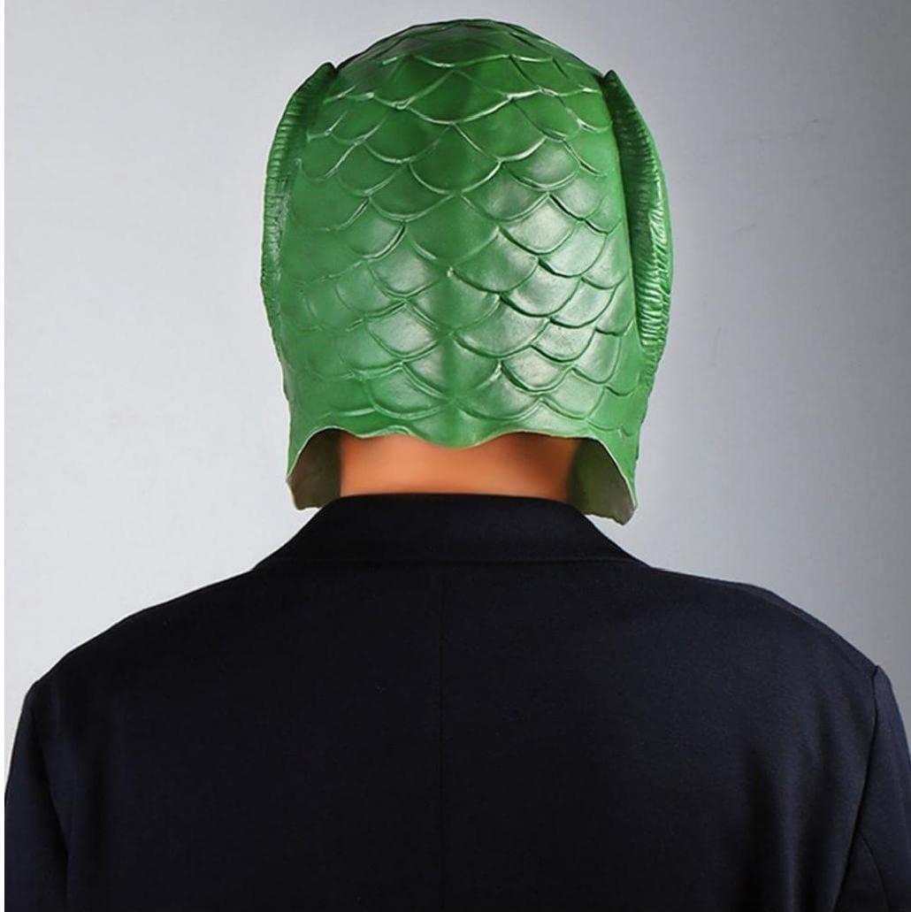 Mặt nạ đầu cá màu xanh lá cây Mặt nạ cao su động vật Halloween Mũ đội đầu