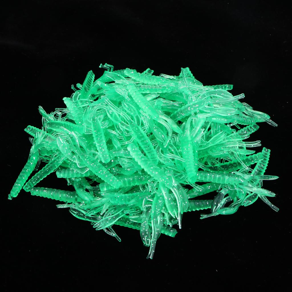 100pcs Soft Shrimp Grub Lure Fishing Tackle Bass Bait Jig Head 55mm