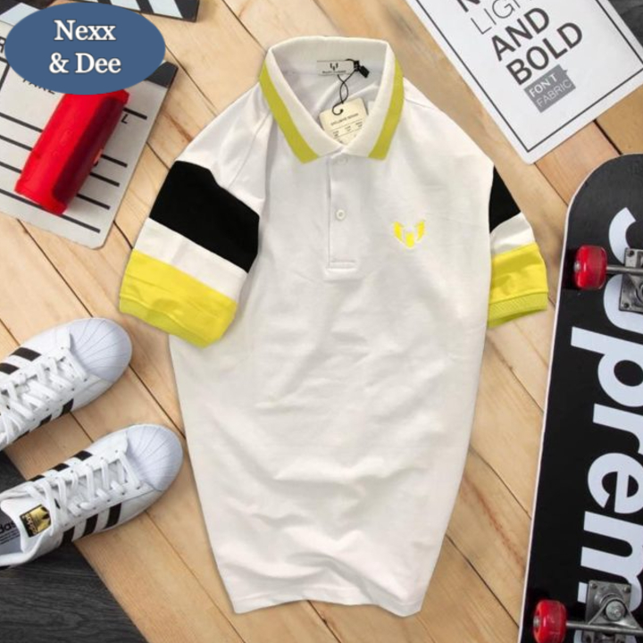 Áo thun polo nam cá sấu có cổ bẻ Nexx & Dee sọc ngang trung niên vải cao cấp ND06