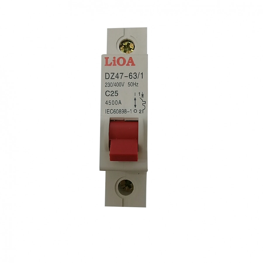 Combo 2 Aptomat loại 1 cực dòng điện 25A LiOA MCB1025/4,5