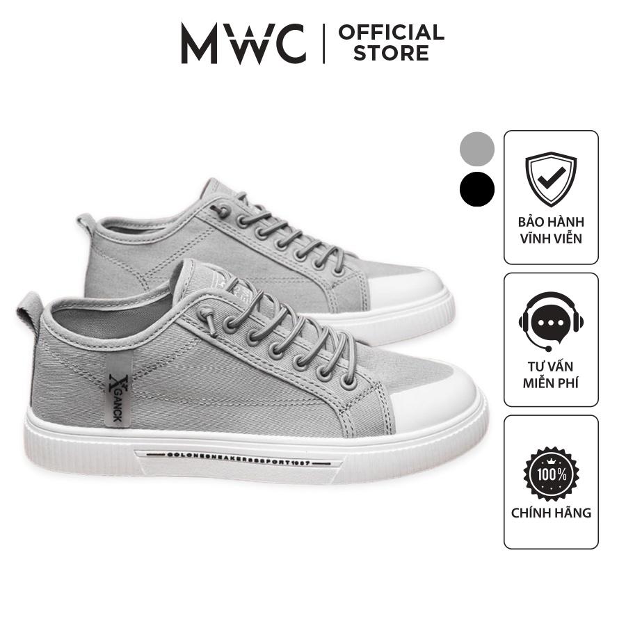 Giày MWC 5362 - Giày Thể Thao Nam, Giày Sneaker Vải Đế Bằng Màu Đen Xám Basic