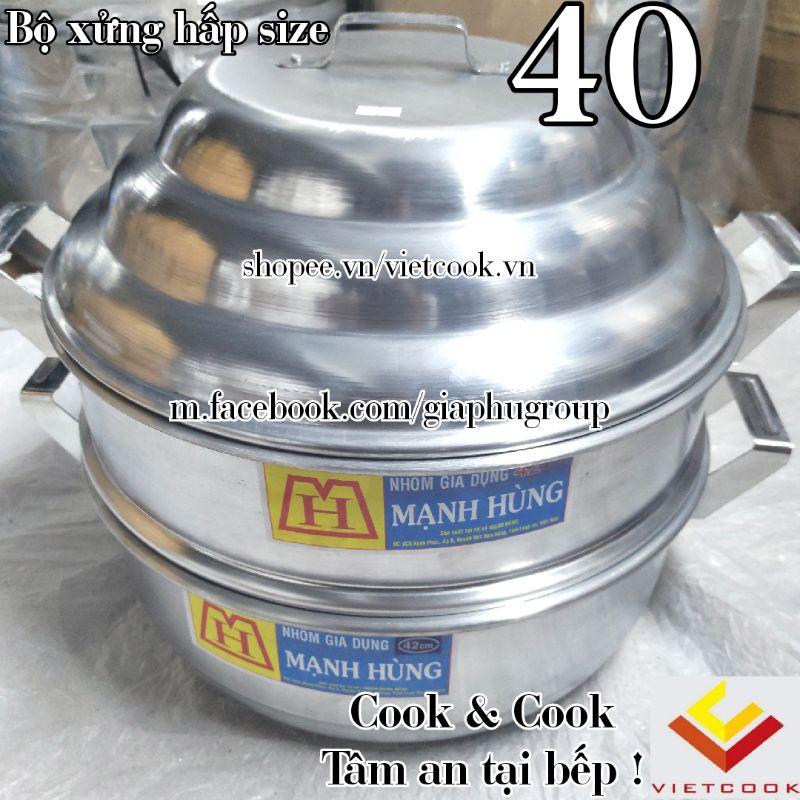Bộ xửng hấp size 40 Nhôm Mạnh Hùng chuyên Hấp bánh bao, hải sản, rau củ, hấp đồ xôi
