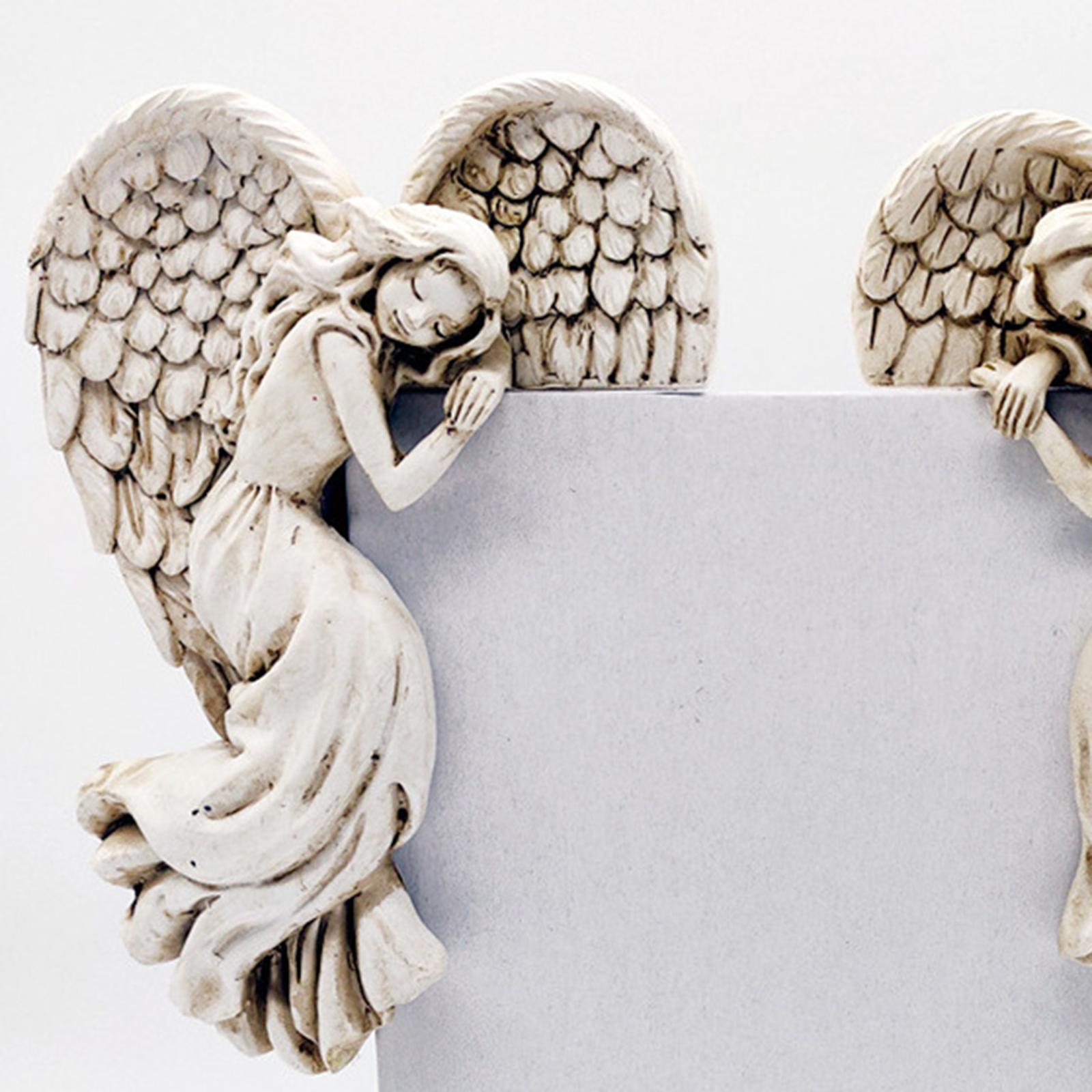 Angel Wings Wall Decoration, Antique Hanging Resin Angel Wings, Wall Art Décor Sculpture for Home Bedroom Living Room Garden Fairy
