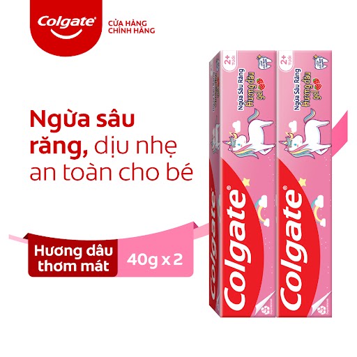 Combo 2 kem đánh răng Colgate trẻ em kỳ lân Unicorn hương dâu 40g