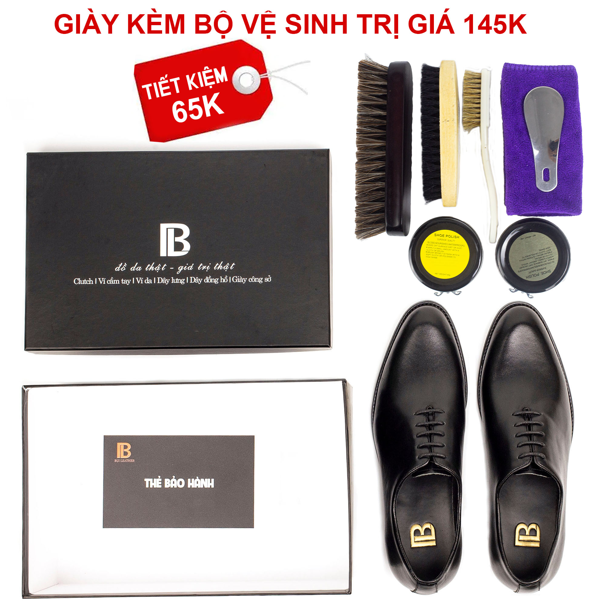 Giày da nam, giày oxford công sở Bụi Leather G101 - Da bò Nappa cao cấp - Bảo hành 12 tháng