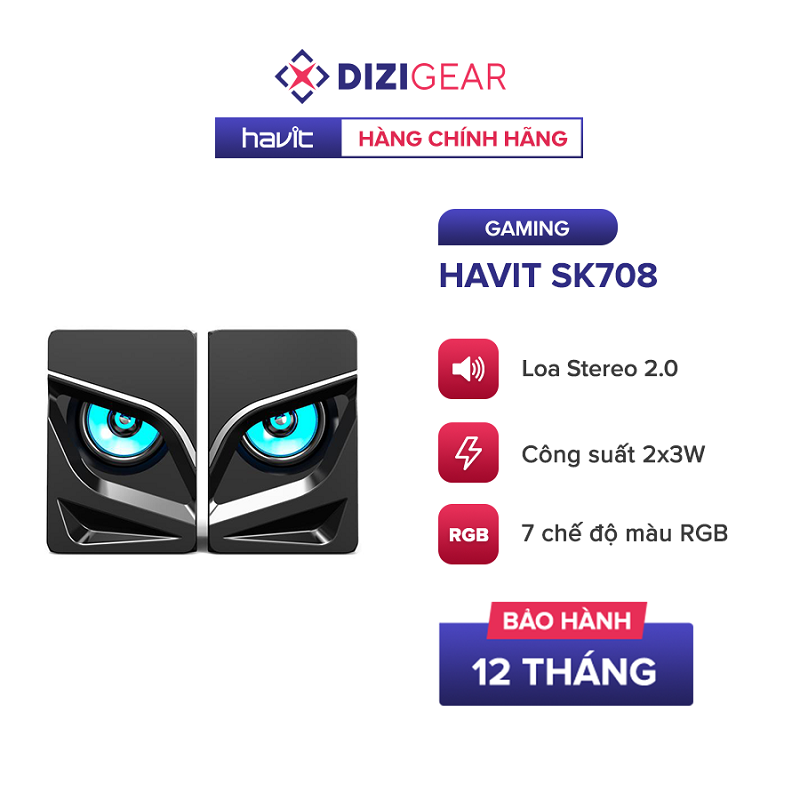 Loa Gaming Speaker HAVIT SK708 RGB USB Nhỏ Gọn, Công Suất Lên Đến 3W - Hàng Chính Hãng