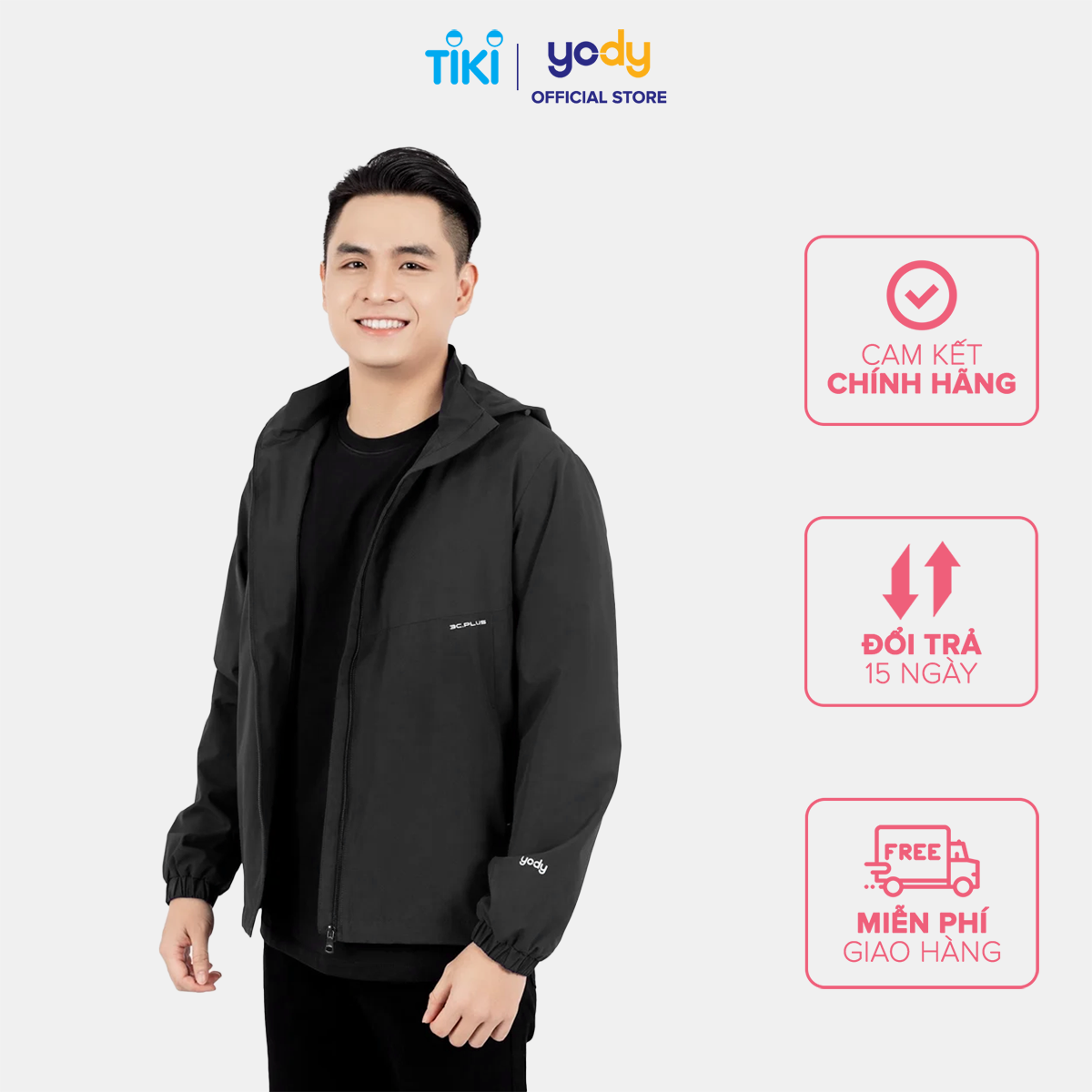 Áo Khoác Gió Nam YODY 3C Plus cao cấp 2 lớp Cản gió, Cản bụi, Chống ngấm nước AKM5037