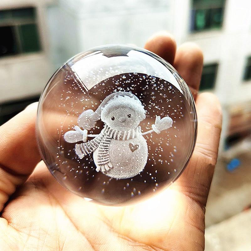 Bộ Quà Tặng Giáng Sinh 2022 Quả Cầu Pha Lê 3D LED Noen Người Tuyết Mẫu 3