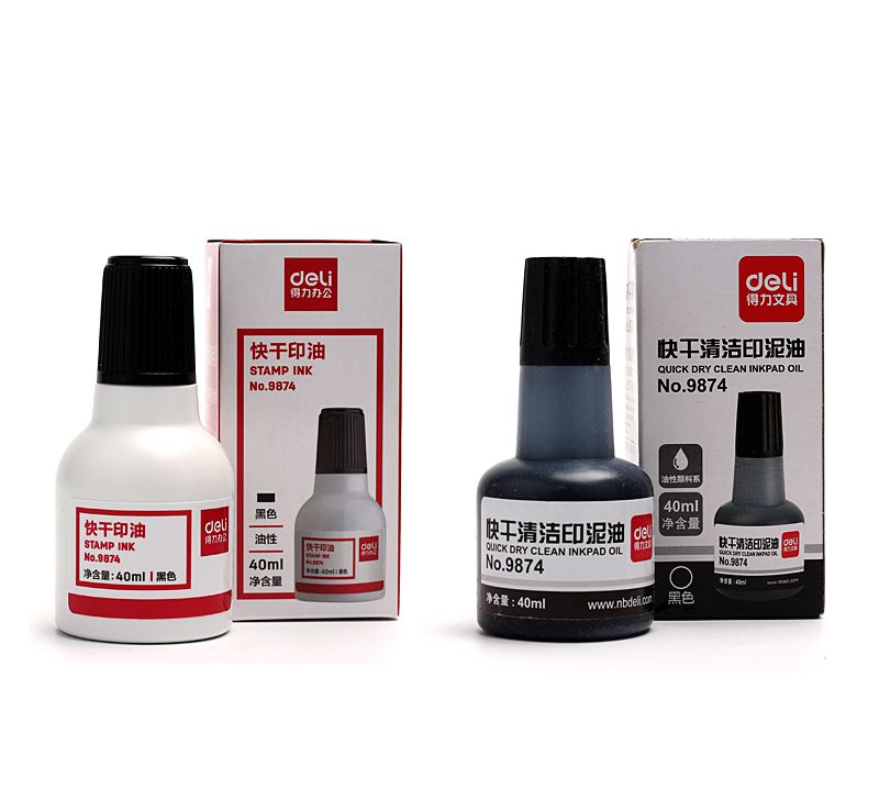 Mực Dấu chai 40ml Deli 7521/9874 Dùng cho dấu nhảy, khay chứa mực chấm ngoài, lăn tay