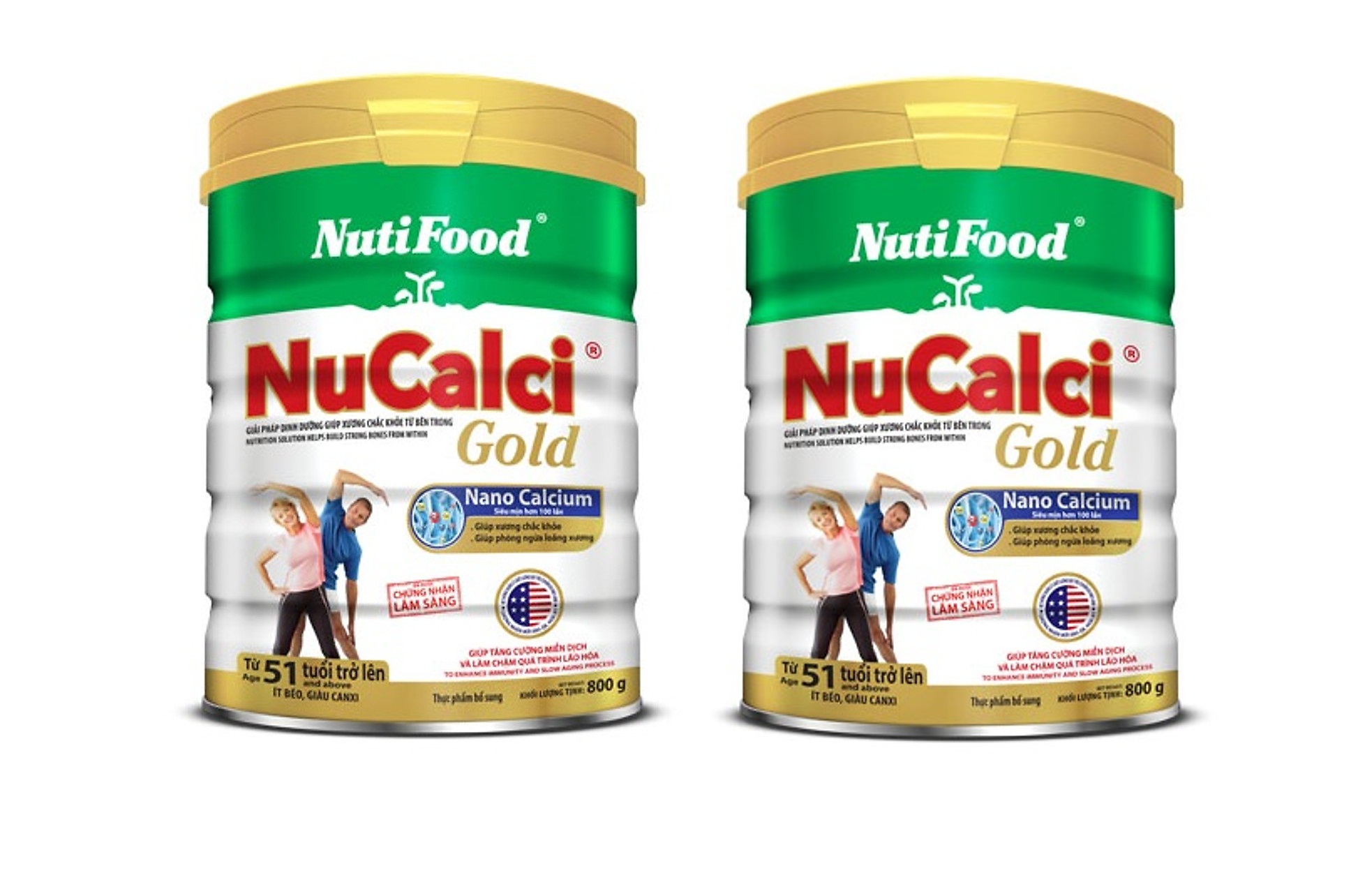 2 Hộp Sữa Bột Nucalci Gold 51 Tuổi Trở Lên (Lon Thiếc 800g)