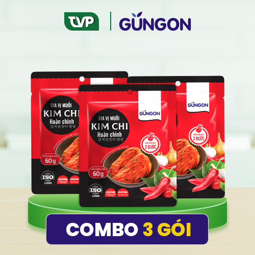 Combo 3 gói gia vị muối kim chi hoàn chỉnh Gungon chuẩn vị Hàn Quốc làm được 3kg kimchi