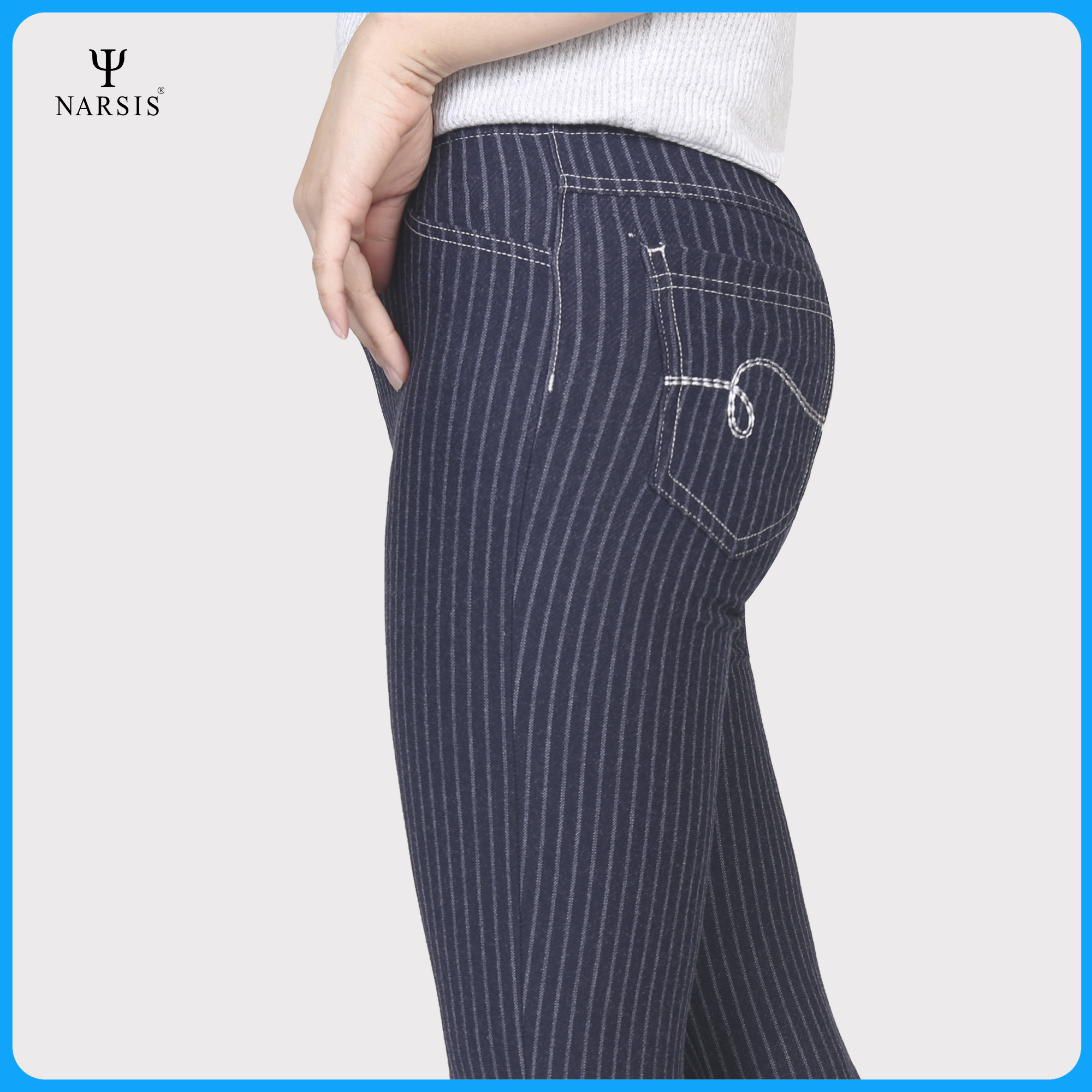 Quần bó nữ Narsis P5053 kẻ màu xanh tím than
