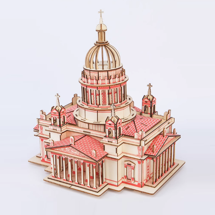 Đồ chơi lắp ráp gỗ 3D Mô hình Nhà thờ Christian Cathedral Laser Kèm đèn LED