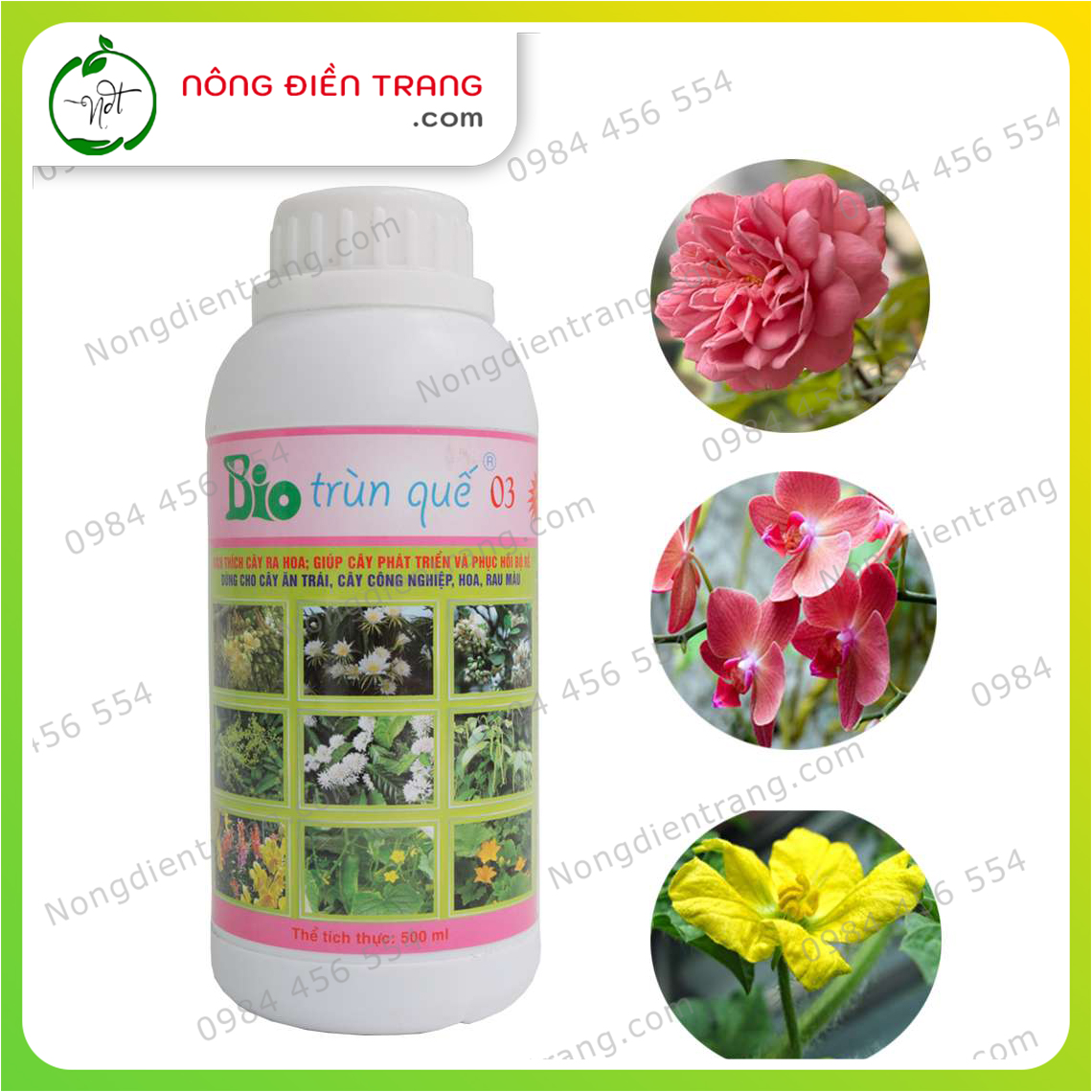 Bộ 02 Phân Bón Hữu Cơ BIO TRÙN QUẾ 03 - Dịch chiết thủy phân trùn quế BIO 03 - Chai 500ml - Kích thích ra hoa và tăng cường bộ rễ VTNN Nông Điền Trang