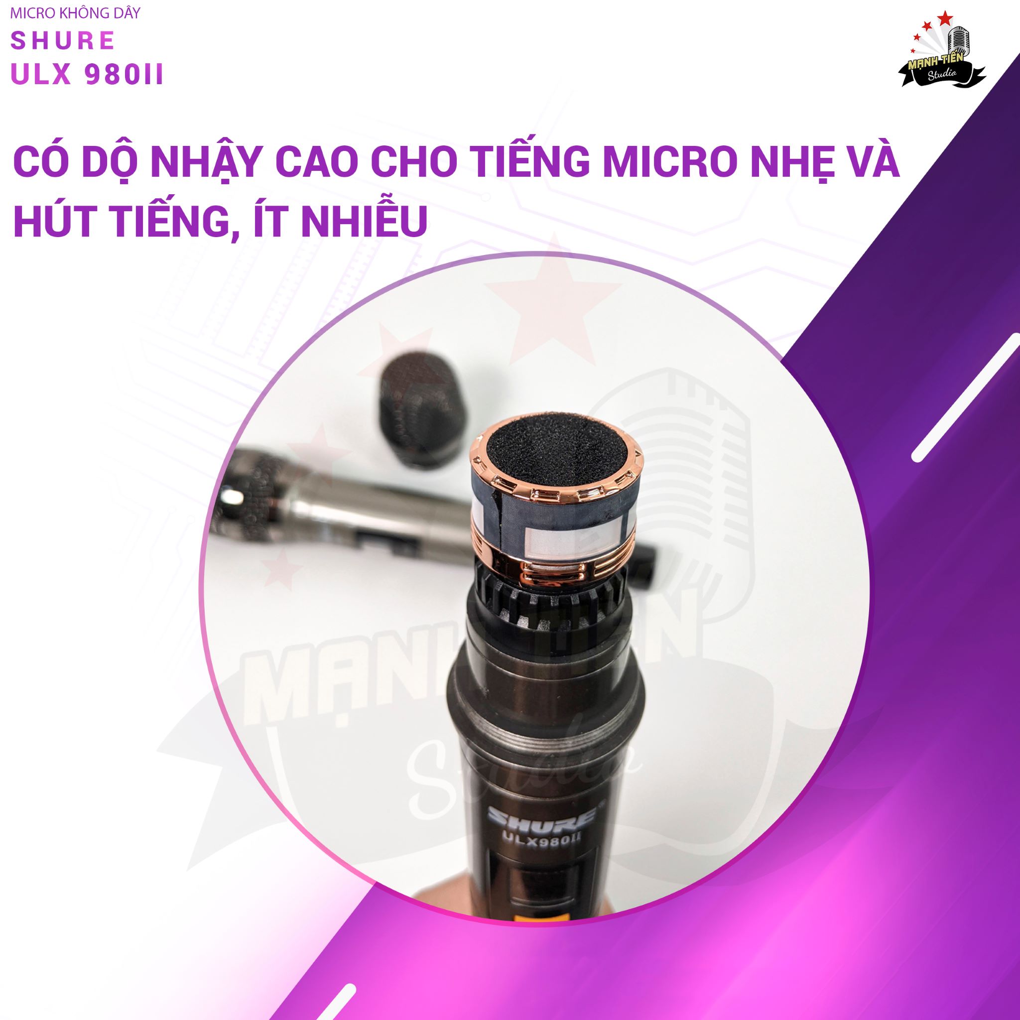 Micro không dây Shure ULX980II - Mic karaoke gia đình, sân khấu - Độ nhạy cao, bắt sóng xa, chống hú rít - Thiết kế sang trọng, bắt mắt -  Dễ dàng phối ghép với các thiết bị âm thanh khác - Hàng nhập khẩu loại I