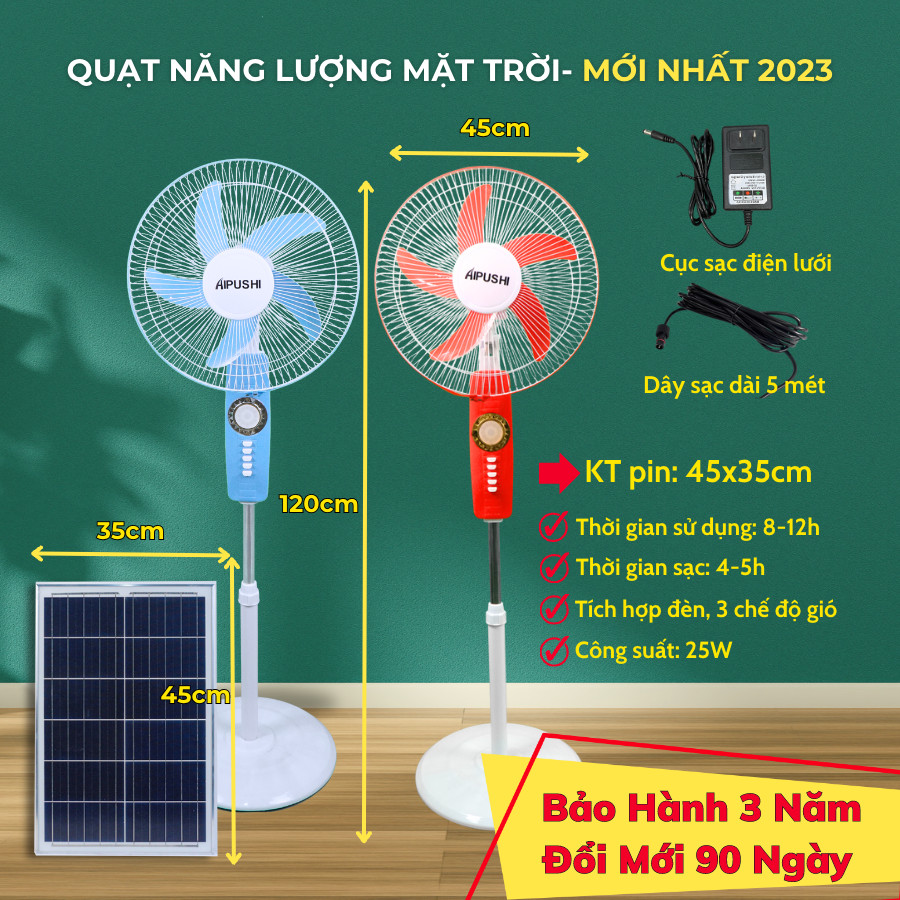 QUẠT NĂNG LƯỢNG MẶT TRỜI APUSHI CAO CẤP KHÔNG TỐN TIỀN ĐIỆN, MẤT ĐIỆN KHÔNG LO