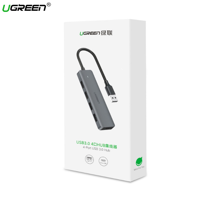 Bộ chia 4 cổng USB 3.0 Ugreen 50985 CM219, Hỗ trợ nguồn phụ USB-C 5V (NEW) Hàng chính hãng