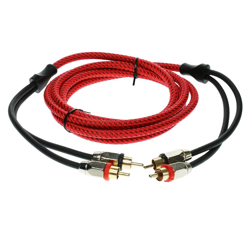 2 Meters 2RCA Male to 2RCA Male Car Stereo Audio Power Cable Wire Universal