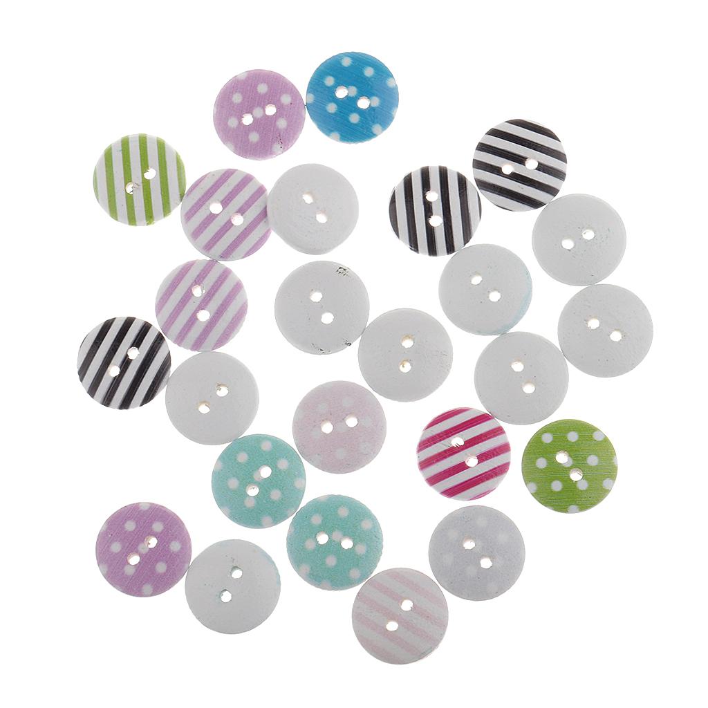 100pcs Colored 2 Holes Wood Buttons Flatback for Sewing Dress Craft DIY 15mm