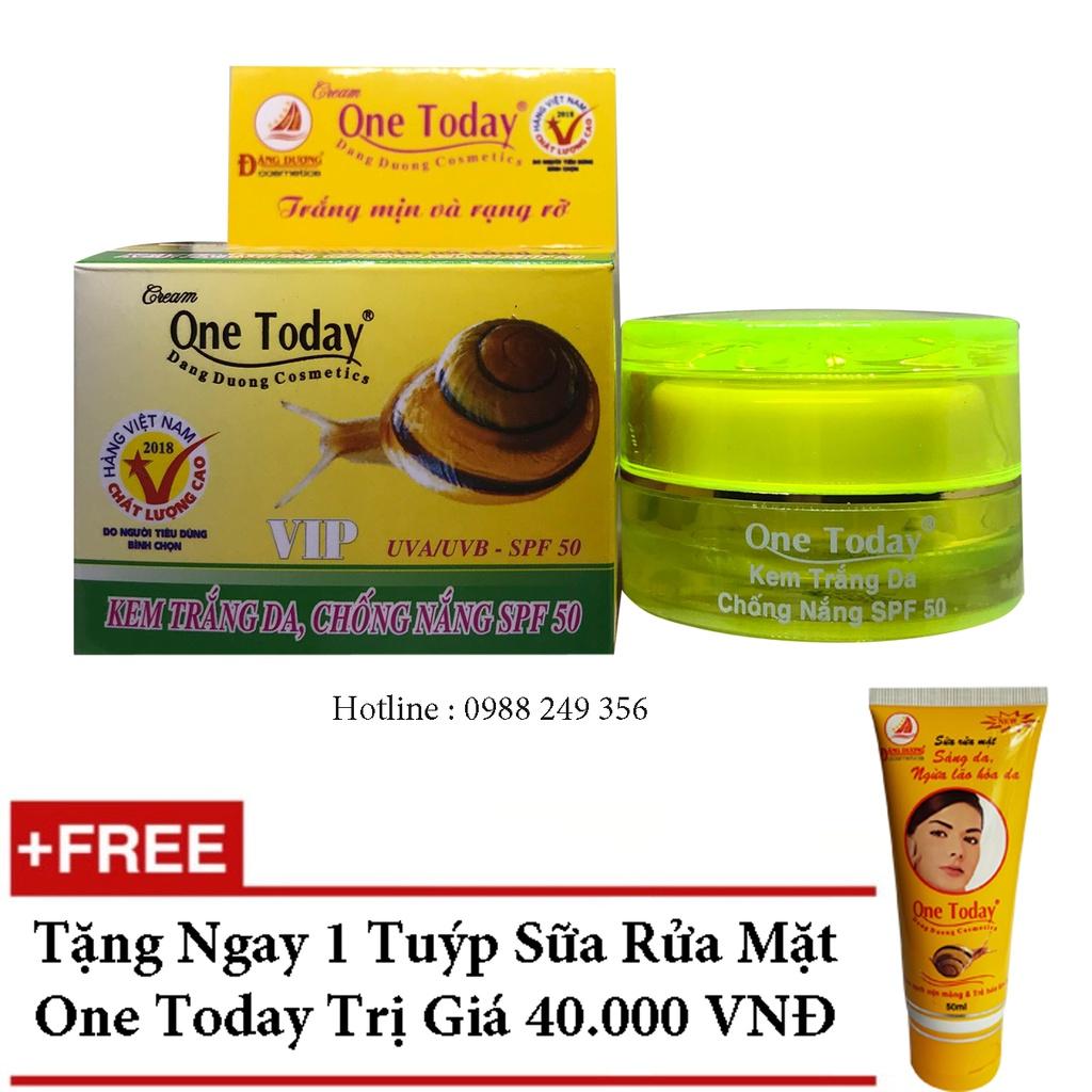 KEM TRẮNG DA CHỐNG NẮNG SPF 50 CAO CẤP ONE TODAY VIP 15G + TẶNG SỮA RỬA MẶT