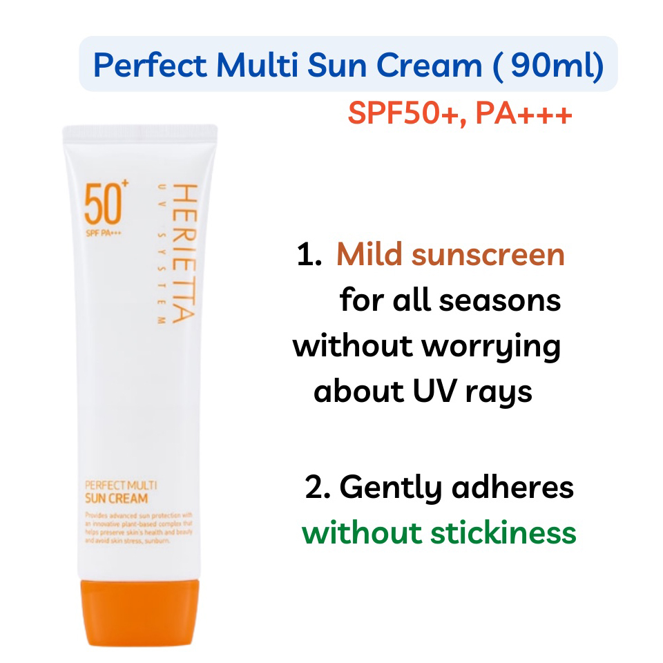 Kem chống nắng thảo dược đa năng hoàn hảo không kích ứng da Welcos Herietta UV System Perfect Multi Sun Cream SPF50 PA++ +  tặng móc khóa