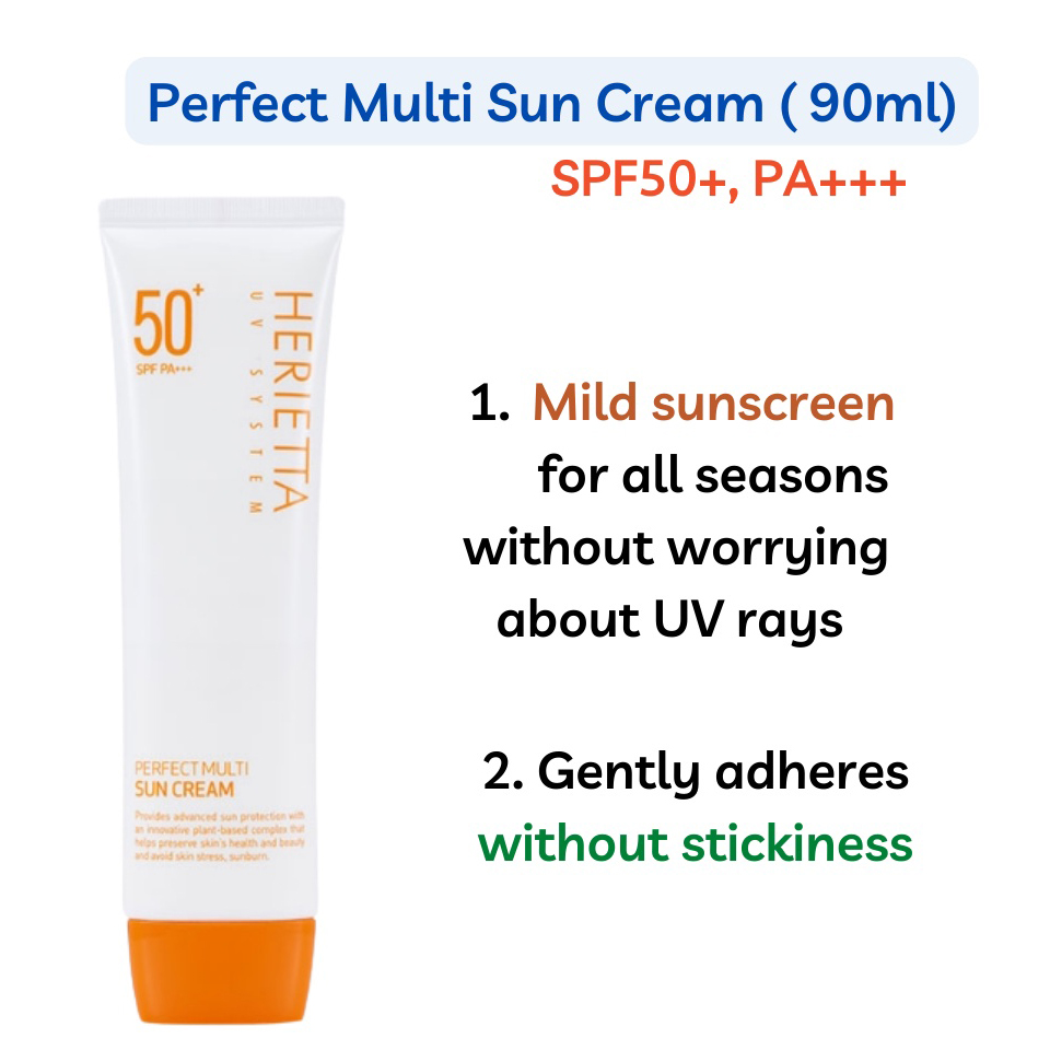 Kem chống nắng thảo dược đa năng hoàn hảo không kích ứng da Welcos Herietta UV System Perfect Multi Sun Cream SPF50 PA++ + tặng móc khóa