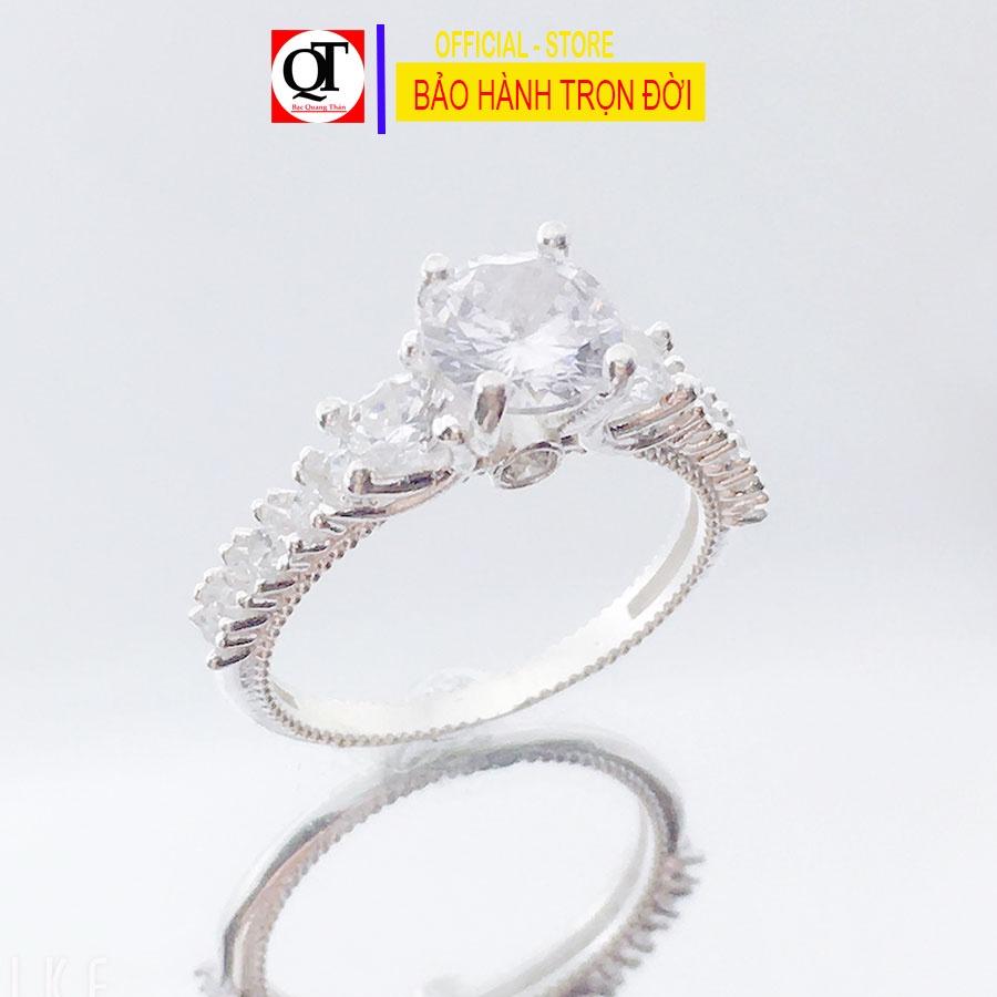 Nhẫn nữ thời trang chất liệu bạc ta đính đá cobic trắng sáng trang sức Bạc Quang Thản – QTNU79