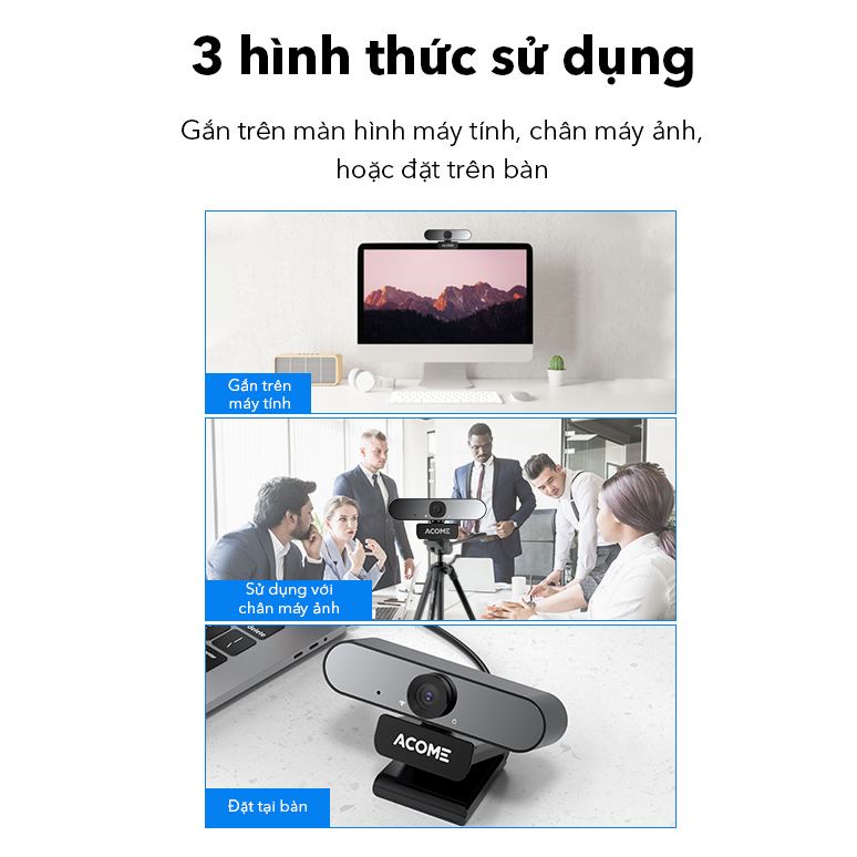 Webcam Máy Tính ACOME AWC11 Full HD 1080P Ảnh Siêu Nét Video Call Online Có Micro Chống Ồn - Hàng Chính Hãng